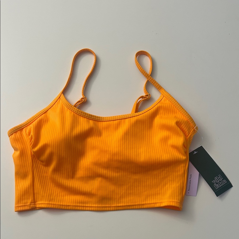 Bright Orange Ribbed Crop Top